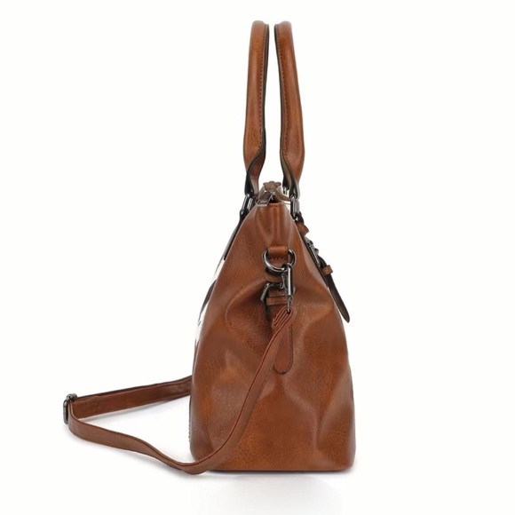 2pc Cow Print Purse For Women, PU Leather Large Hand/Shoulder Bag - Picture 3 of 8